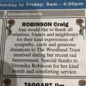 Veronika Robinson - funeral celebrant